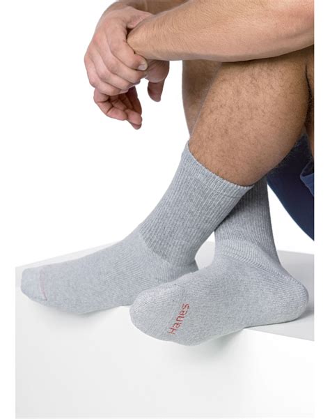 Hanes crew socks For men 185/6G | Hanes Active Work Crew Socks 6 Pack Grey