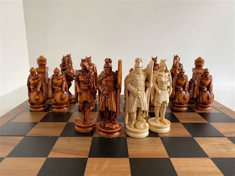 Medieval Wooden Chess Pieces Original Chess Pieces Wood - Etsy