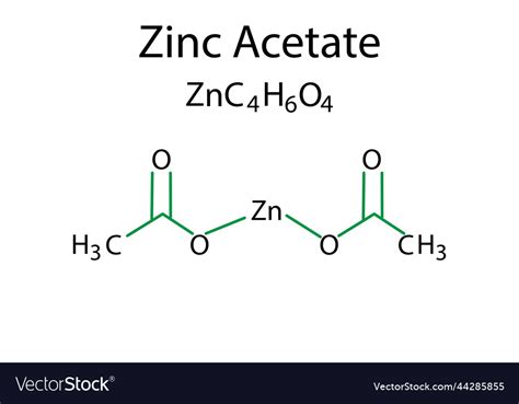 Zinc acetate formula chemical Royalty Free Vector Image