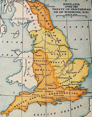 England in 878: the Danelaw is shown in yellow - Medievalists.net