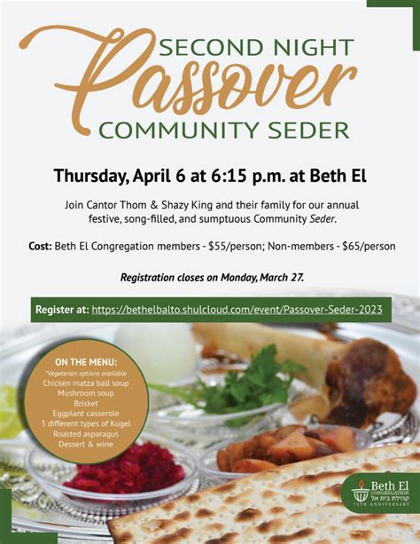 Second Night Passover Community Seder – Beth El Congregation