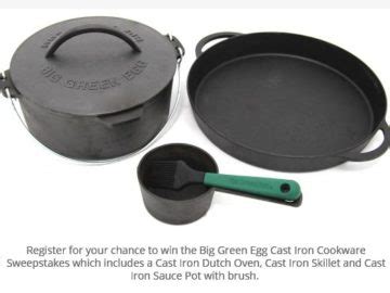 Big Green Egg Cast Iron Cookware Sweepstakes