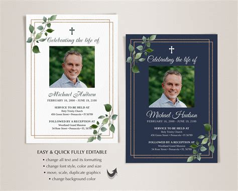 Funeral Announcement Cards Templates