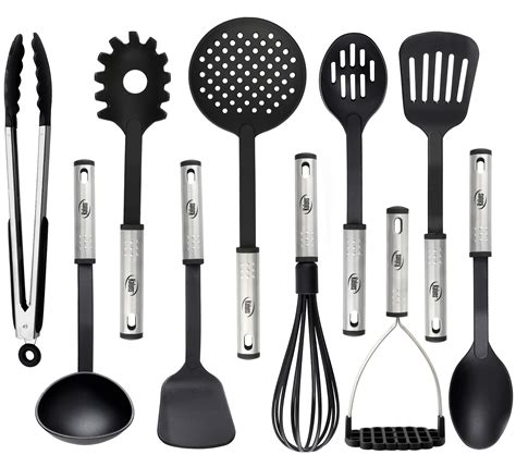 Cooking Utensils - 10 Nylon Stainless Steel Kitchen Supplies - Non ...