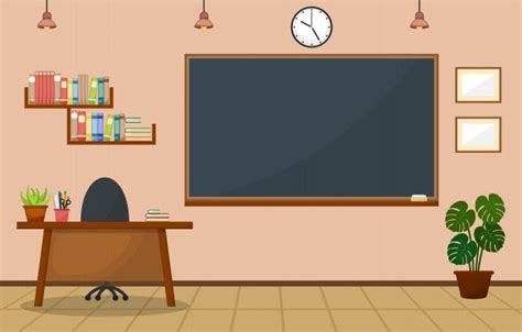 Premium Vector | Nobody school classroom interior with teachers desk ...