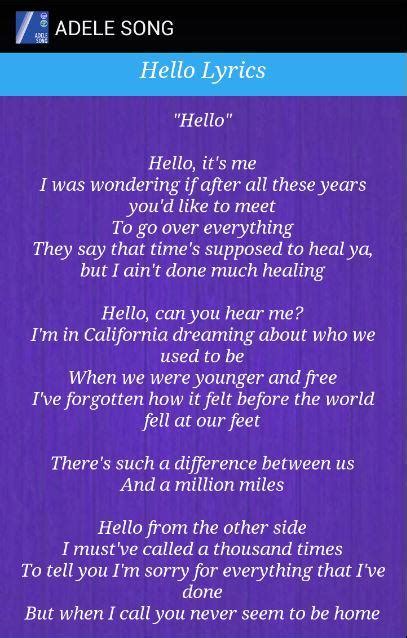 Adele: Hello Lyrics 1 APK Download - Android Music & Audio Apps