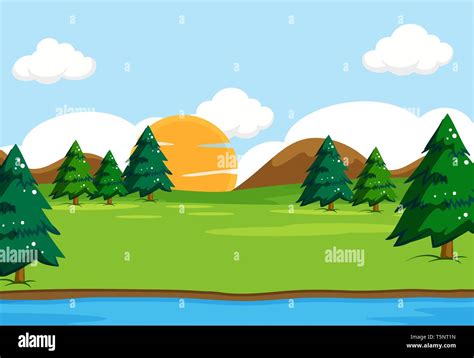 Outdoor nature background scene illustration Stock Vector Image & Art ...