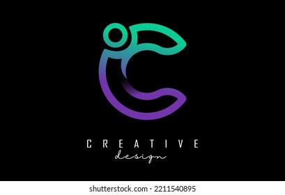 Outline Letter C Logo Minimalist Gradient Stock Vector (Royalty Free ...