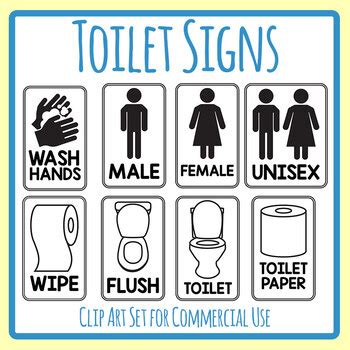 Toilet / Restroom Signs for Classrooms Etc Clip Art Set Commercial Use