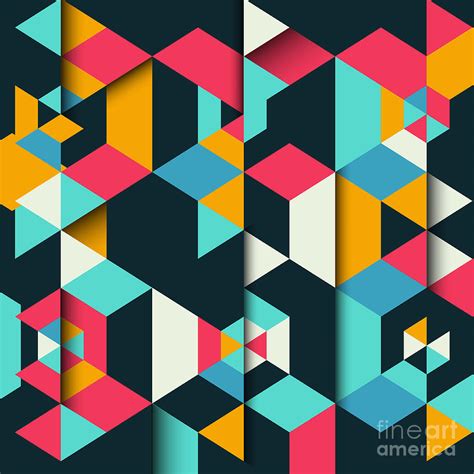 Abstract Geometric Background With A 3d Digital Art by Kjpargeter - Pixels