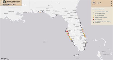 New FWC red tide concentration map from FWC website Oct. 24 2018