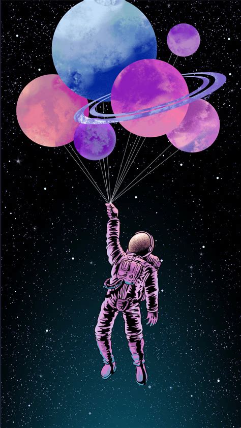 Download Astronaut Aesthetic Balloon Planets Wallpaper | Wallpapers.com