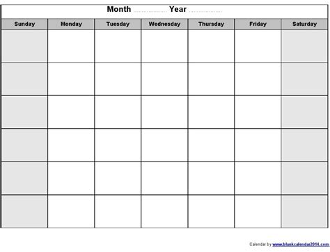 Printable Editable Calendar Template