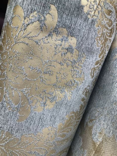 Lord Augustin Designer Velvet Chenille Burnout Damask Upholstery Fabric ...