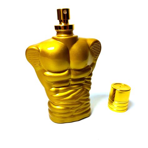 Unique Man Men Body Muscle Design 70ml Gold Golden Color Glass Cologne ...