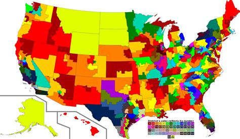 Map of the USA with each state split into its congressional districts ...