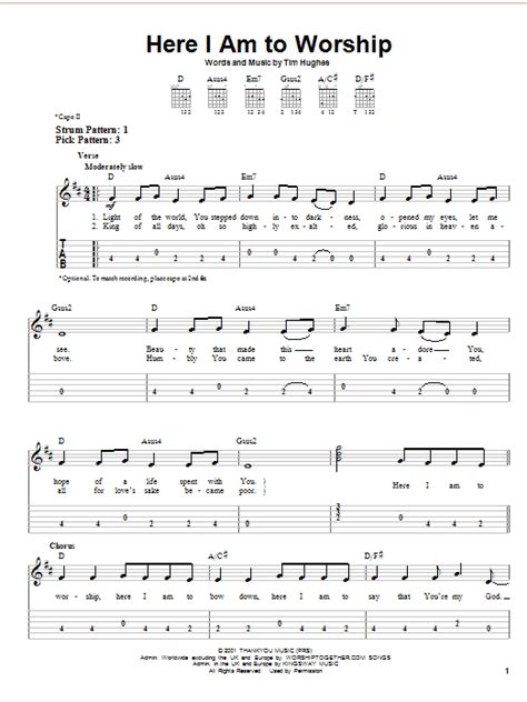 Here I Am To Worship by Tim Hughes - Easy Guitar Tab - Guitar Instructor