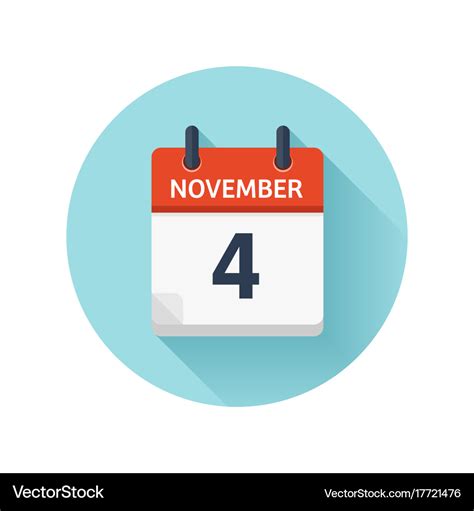 November 4 flat daily calendar icon date Vector Image