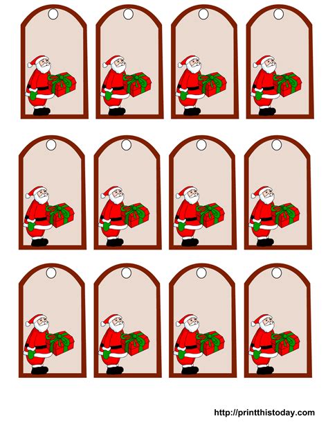 Free Printable Christmas Gift Tags with Santa Claus