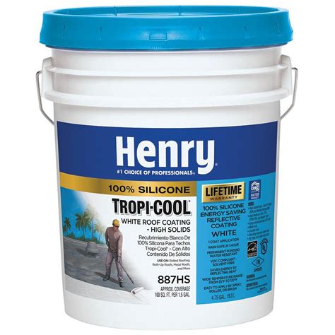 Henry 4.75 Gal. 887 Tropi-Cool 100% Silicone White Roof Coating (24 ...