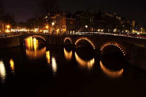 Bridges At Night Free Stock Photo - Public Domain Pictures