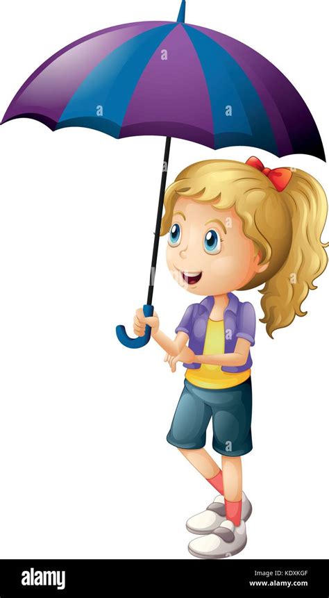 Happy girl holding umbrella illustration Stock Vector Image & Art - Alamy