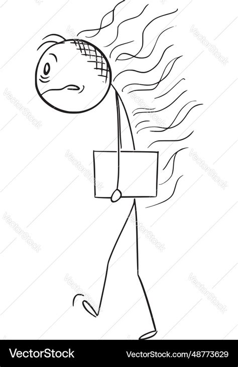 Tired or burnout worker cartoon stick figure Vector Image