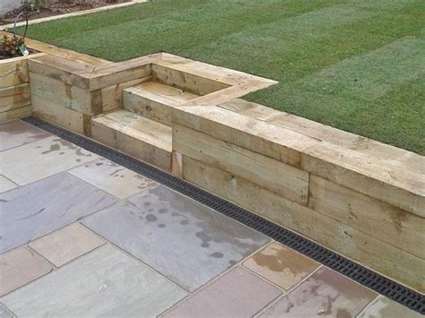 Sleeper walls and sleeper steps in 2020 | Landscaping retaining walls ...