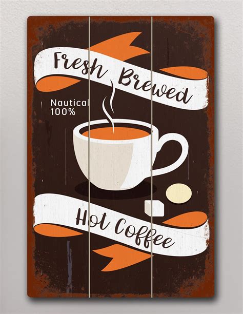 VINOXO Vintage Wooden Framed Coffee Wall Art Decor Plaque - Fresh ...