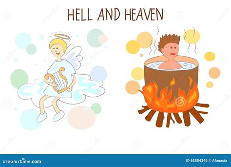 Heaven And Hell Cartoon Vector Illustration. Stock Vector - Image: 63884346