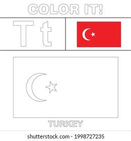 Turkey Flag Coloring Page Kids Stock Vector (Royalty Free) 1998727235 ...