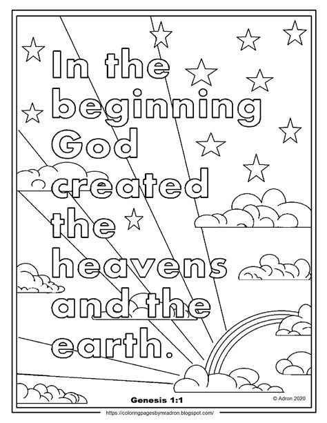 Coloring Pages for Kids by Mr. Adron: Free Genesis 1:1 Print and Color ...