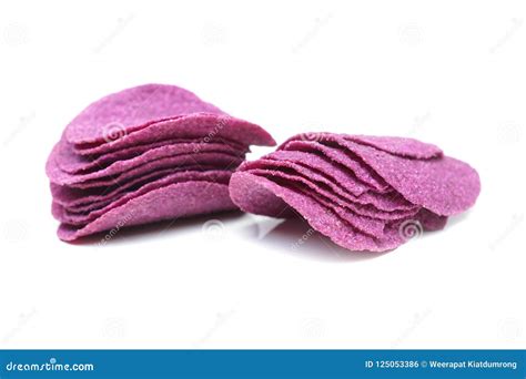 Purple sweet potato chips stock photo. Image of white - 125053386