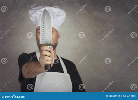 Man holding knife stock photo. Image of funny, food - 122068906