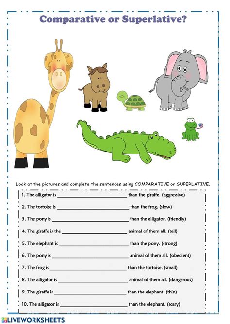 Comparatives And Superlatives Liveworksheets