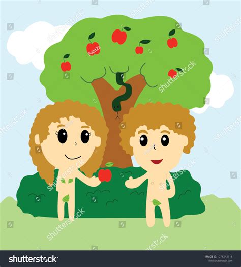 Bible Story Adam Eve Garden Eden Stock Vector (Royalty Free) 1078343618 ...