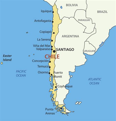 Chile land karta - Karta över Chile land (Sydamerika - nord-och sydamerika)