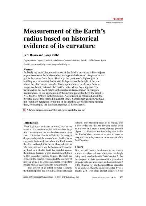 (PDF) Measurement of the Earth's radius based on historical evidence of ...