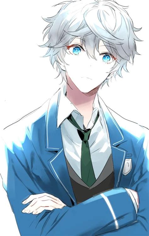 White Hair Blue Eyes Anime Boy - Animeza