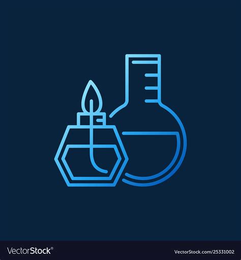 Alcohol burner with round-bottom flask blue line Vector Image