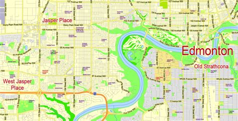 Map Edmonton PDF Vector Street Map editable City Plan Adobe PDF