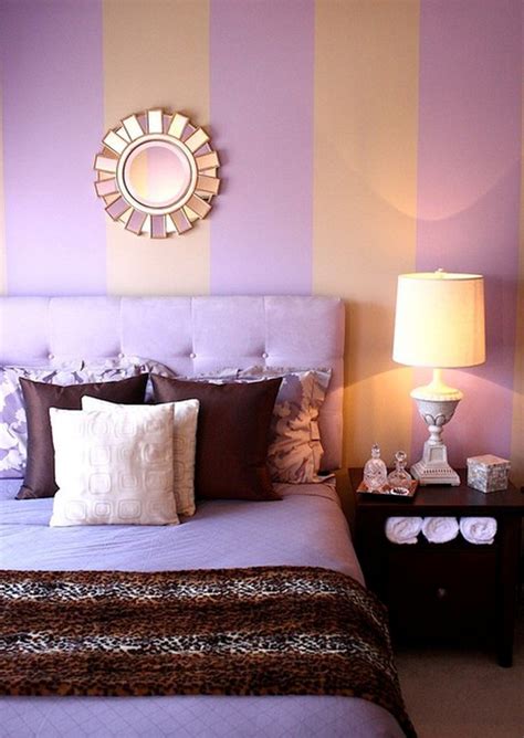 Purple Bedroom Design With Orange Wall Color Combination And Small ...