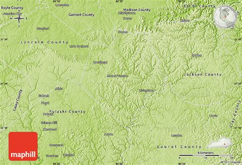 Physical Map of Rockcastle County