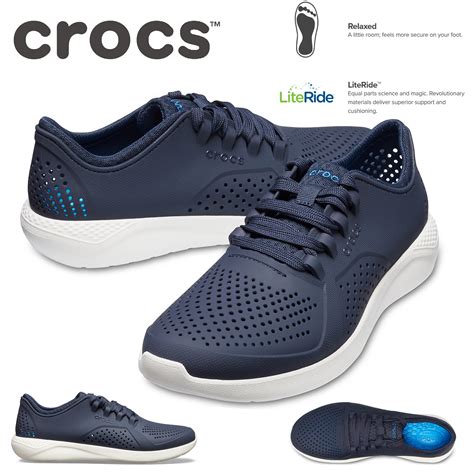 Crocs Men's LiteRide Pacer Sneakers Shoes Runners - Navy/White