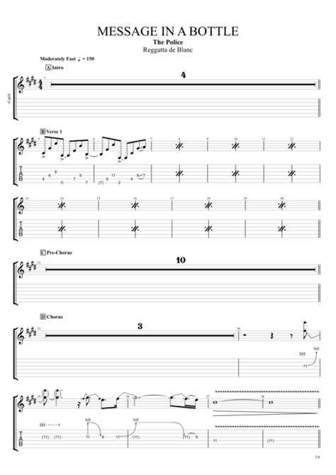 Message in a Bottle Tab by The Police (Guitar Pro) - Full Score ...