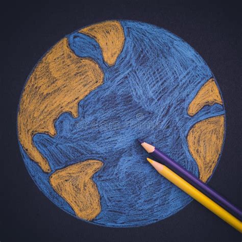 Planet Earth Drawn with Pencils Stock Image - Image of child, symbols ...