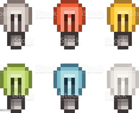 Pixel Art Set Lightbulb Stock Illustration - Download Image Now - Light ...