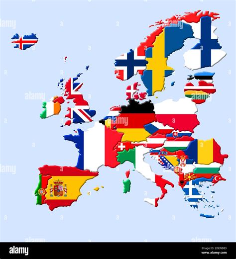 3D map of Europe with countries' flags Stock Photo - Alamy