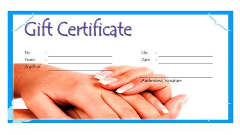 Nail Salon Gift Certificate Template Free Printable 4