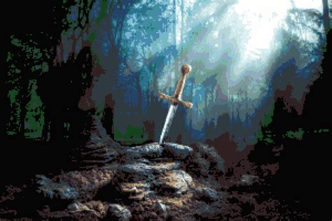 Sword in the Stone: Arthurian Fantasy Inspired Cross-stitch Pattern ...